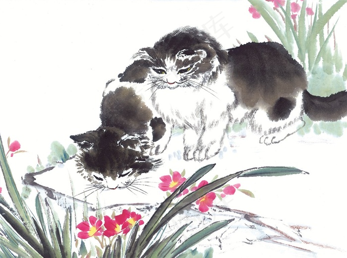 水墨猫国画图片美图素材