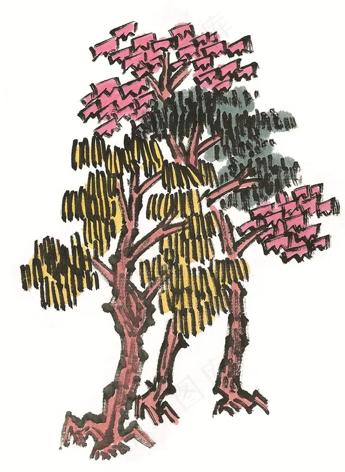 树木国画欣赏素材