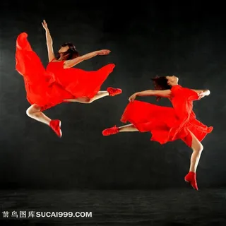 红裙芭蕾舞美女素材