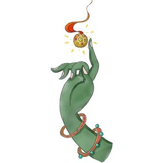 禅意佛手拈花指莲花佛珠敦煌文化线描稿国潮风元素设计模板素材