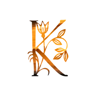 字母K金黄色插画海报