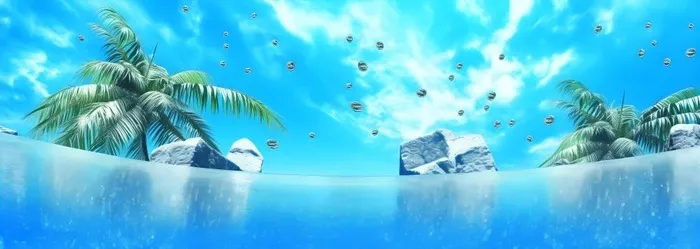 夏日椰树水珠冰爽背景(7360x2624)
