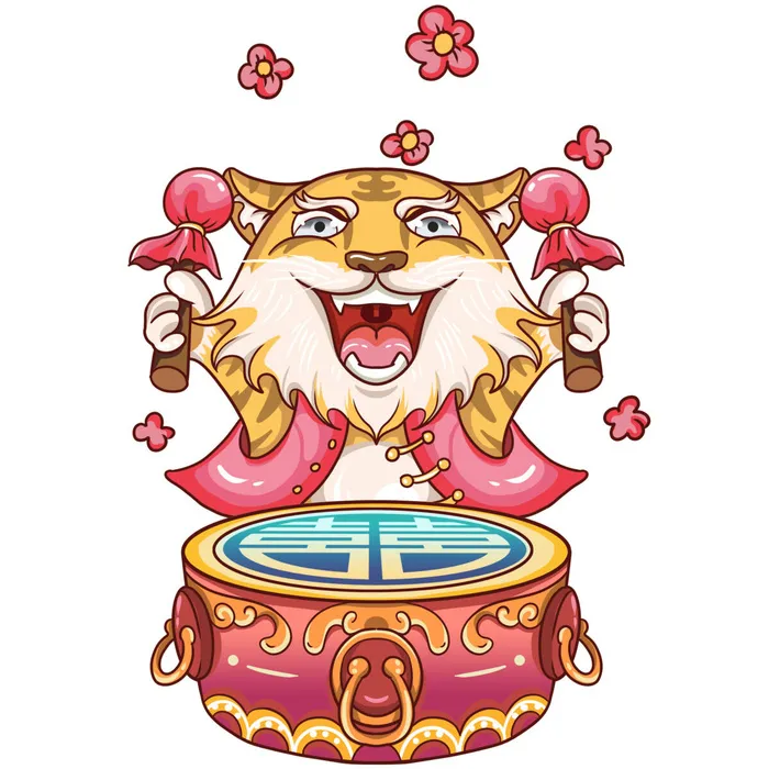 中国风2022虎年元旦新年卡通老虎形象装饰元素插画ps素材psd模版下载