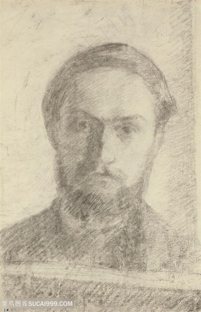 维亚尔手绘素描胡须男士装饰画