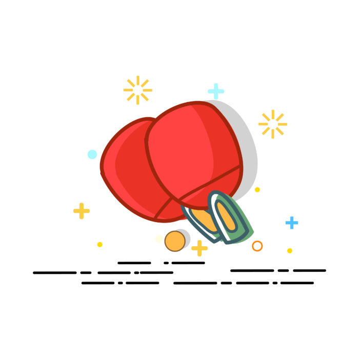 球拍  乒乓球  红色  元素 插画