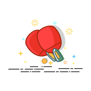 球拍  乒乓球  红色  元素 插画