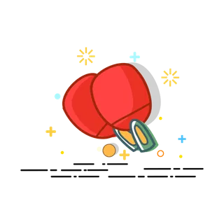 球拍  乒乓球  红色  元素 插画