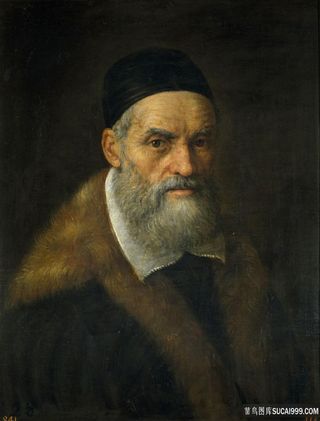 白胡须老人油画