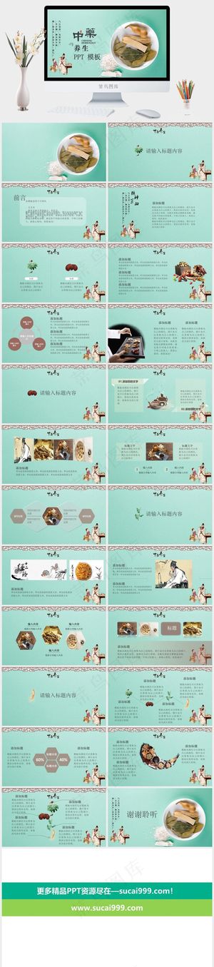 中药中医治病PPT模板ppt模版预览图