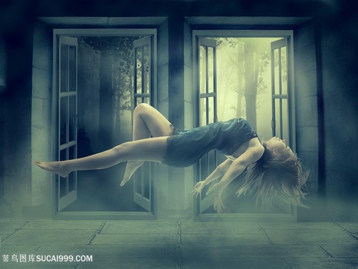 飘离地面的美女高清图片
