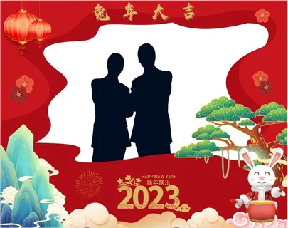拍照框 兔年红色美陈 新年拍照框 新年美陈