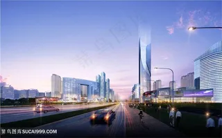 城市道路街道公路路灯高楼大厦