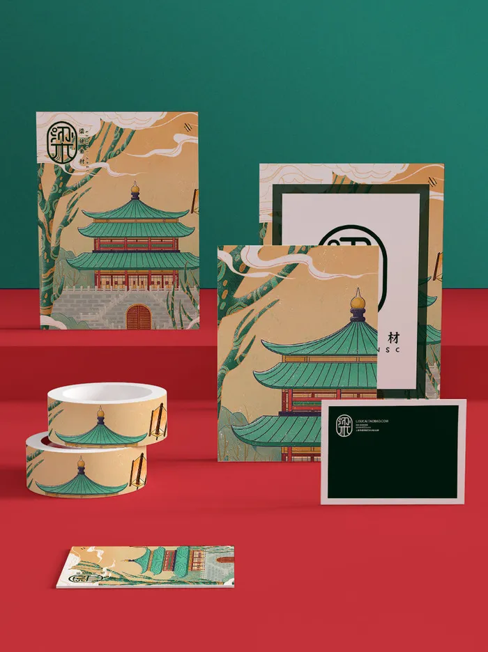 高端文创样机素材产品中国风国潮logo礼盒包装VI智能贴图PSD模板psd模版下载