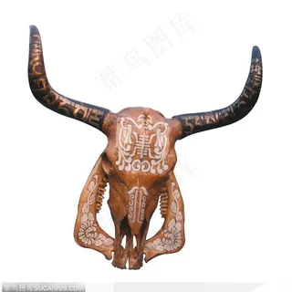 传统工艺品-精美的牛头骨