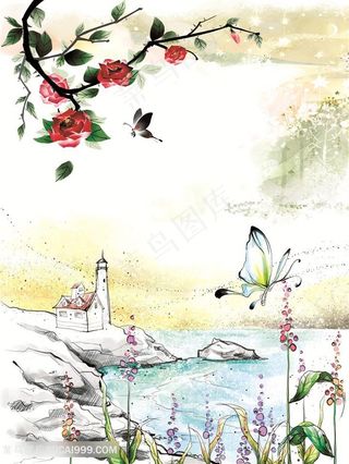 蝶恋花玄关背景墙