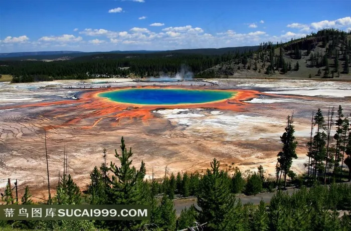 美国黄石公园大棱镜温泉远景
