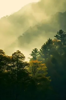 丛林树木黄色意境背景