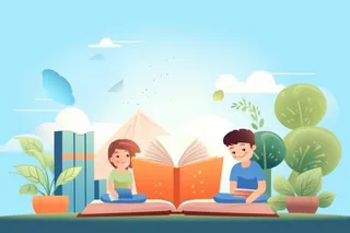 亲子教育阅读学习插画背景