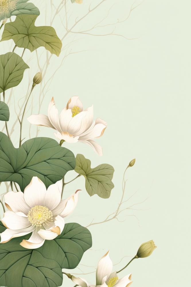 简洁淡雅荷花绿色清新背景