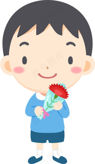 母亲节男孩鲜花祝福矢量图片