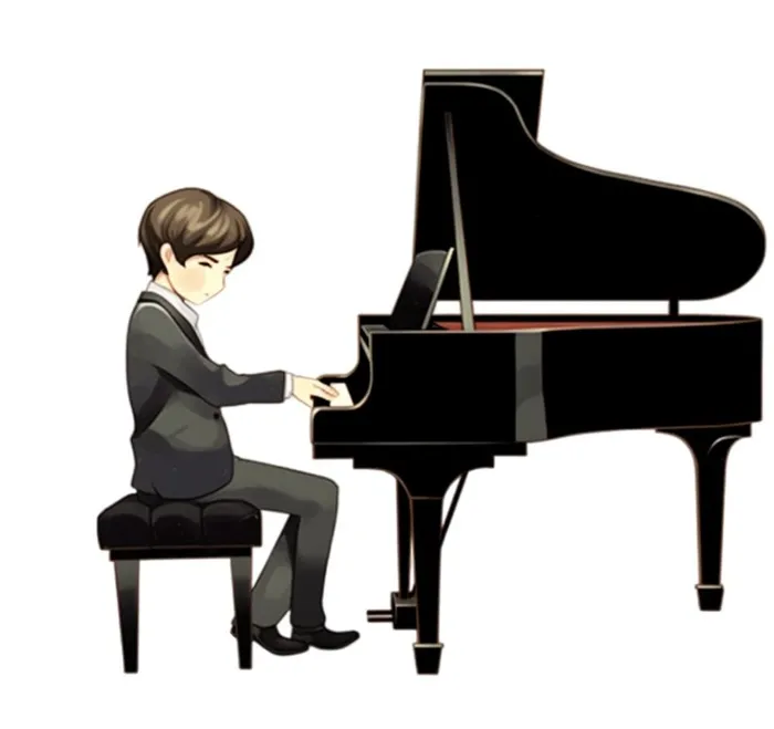 弹钢琴的男孩卡通免抠(1088x1024)