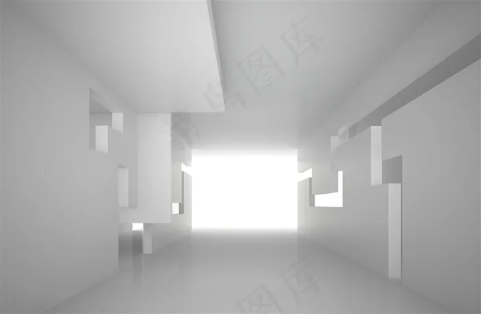 简单白色的室内空间高清摄影图