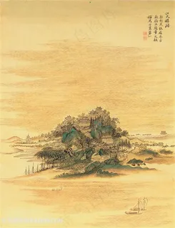 清代恽寿平仿古山水册江天楼阁图国画图片 清代恽寿平仿古山水册江天楼阁图国画图片