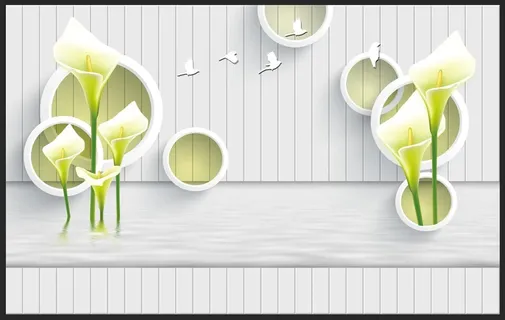 马蹄莲 圆圈背景墙图片