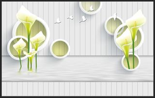 马蹄莲 圆圈背景墙图片