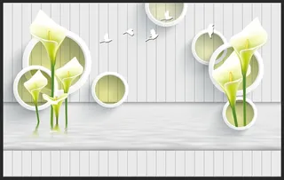 马蹄莲 圆圈背景墙图片