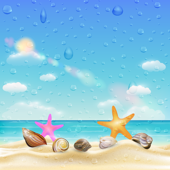 夏天海滩大海背景eps,ai矢量模版下载