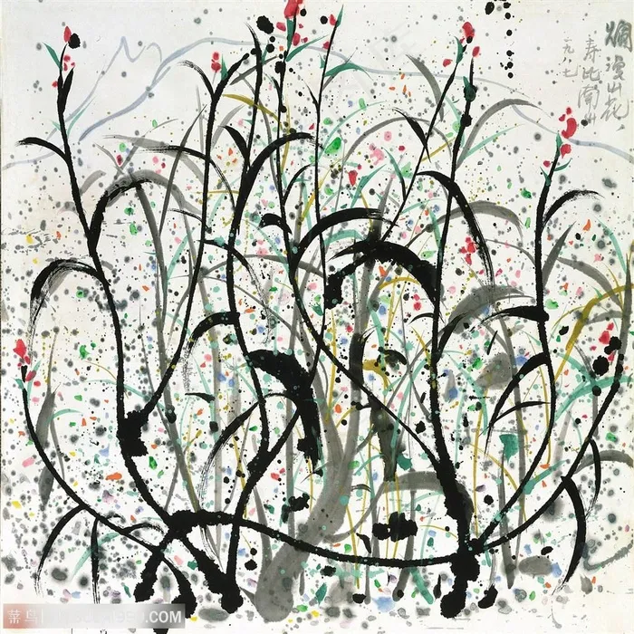 吴冠中手绘水墨花卉装饰画