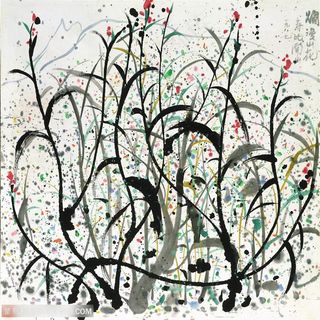 吴冠中手绘水墨花卉装饰画