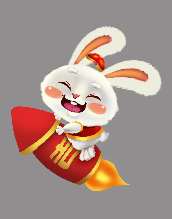 可爱吉祥兔 兔年吉祥兔 兔年火箭兔 兔年元素 兔子psd模版下载