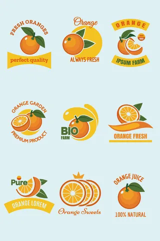 AI矢量橙子标签标示