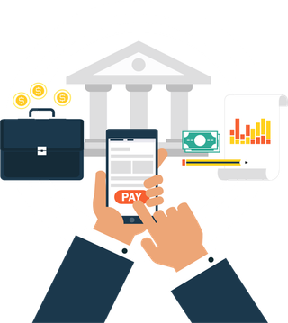 网上支付卡通简笔科技kv主视觉素材