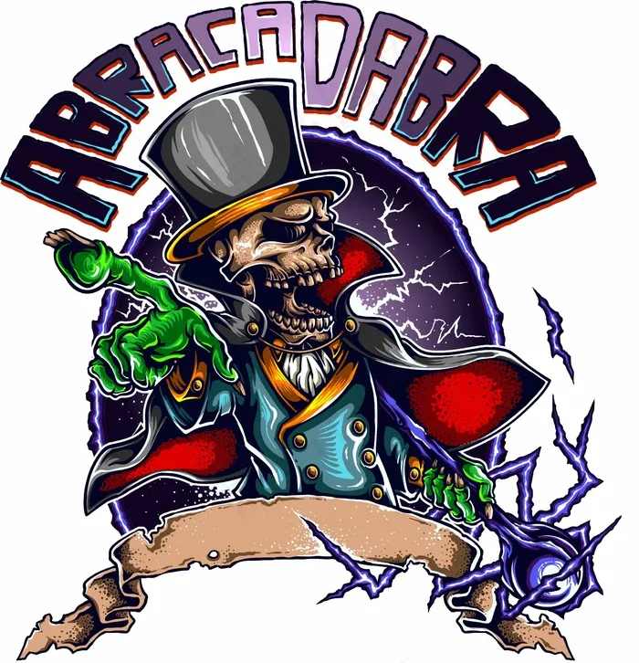 骷髅头魔法师 酷炫印花18cdr矢量模版下载