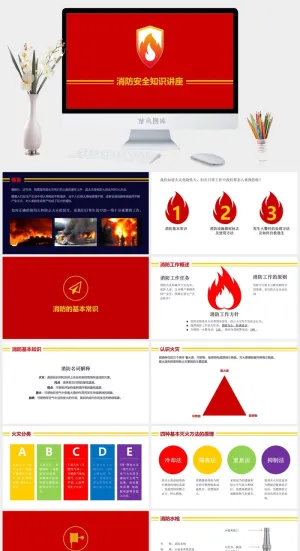 火灾消防知识讲座PPT模板预览图