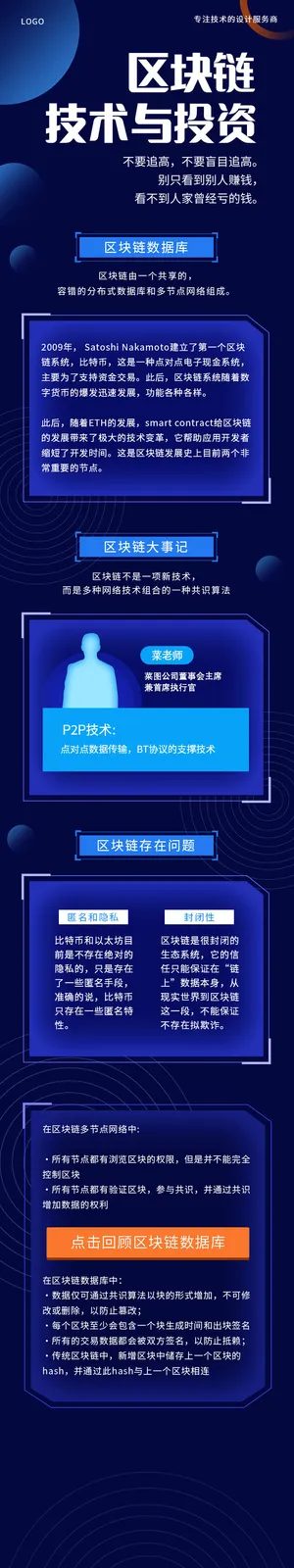 区块链技术与投资区块链数据库流程手机长图模板流程长图科技感长图