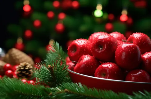 平安夜苹果圣诞节日摄影图