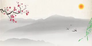 中国风传统水墨古风古典展板边框工笔画PS海报背景平面广告Ai设计素材