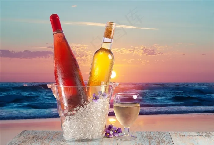 美味的沙滩海鲜盛宴素材图