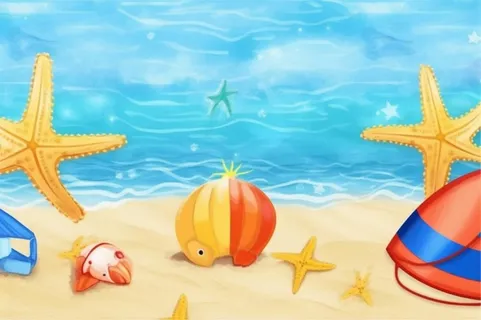 夏日清爽沙滩banner背景