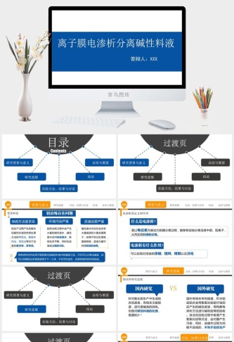 离子膜电渗析分离碱性料液毕业答辩PPT模板预览图