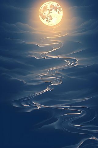 月亮银河水中月光意境背景