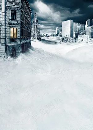 唯美雪景建筑风景画婚纱背景大图