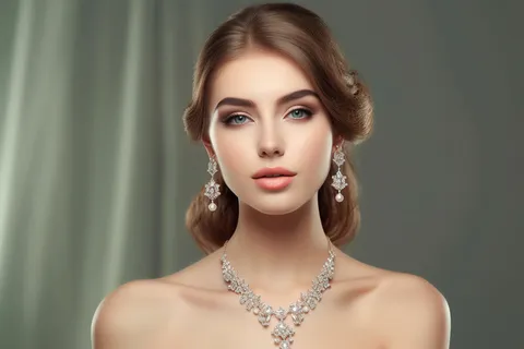 女士脖子上精致的珠宝