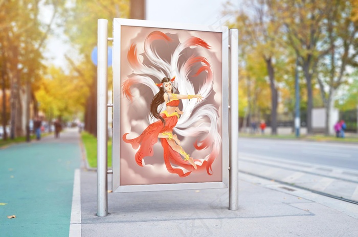 手绘山海经国朝插画海报psd模版下载