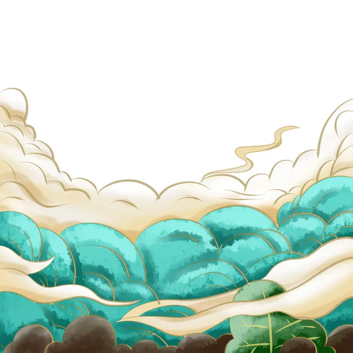中国风国潮祥云插画手绘云彩图案海报云层装饰背景PSD设计素材(2000x2000)psd模版下载