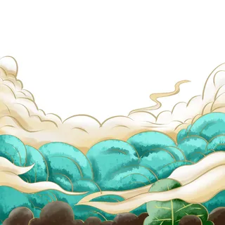 中国风国潮祥云插画手绘云彩图案海报云层装饰背景PSD设计素材